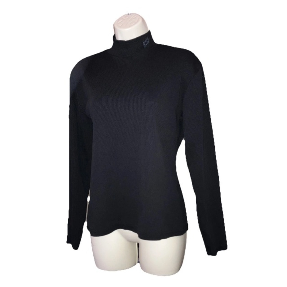 Vintage Harley Davidson Black Mock Embroidered Grey Logo Turtleneck Women’s L